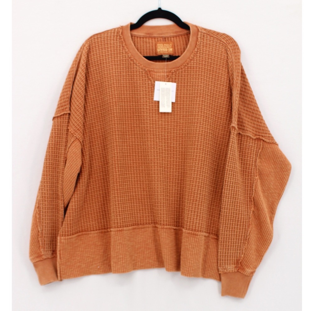 American Eagle Thermal Top This Feels Seriously Lived-In XS Terracotta NEW NWT - Picture 3 of 13